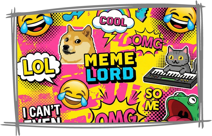 Colorful pop-art illustration representing meme marketing and interactive digital campaigns