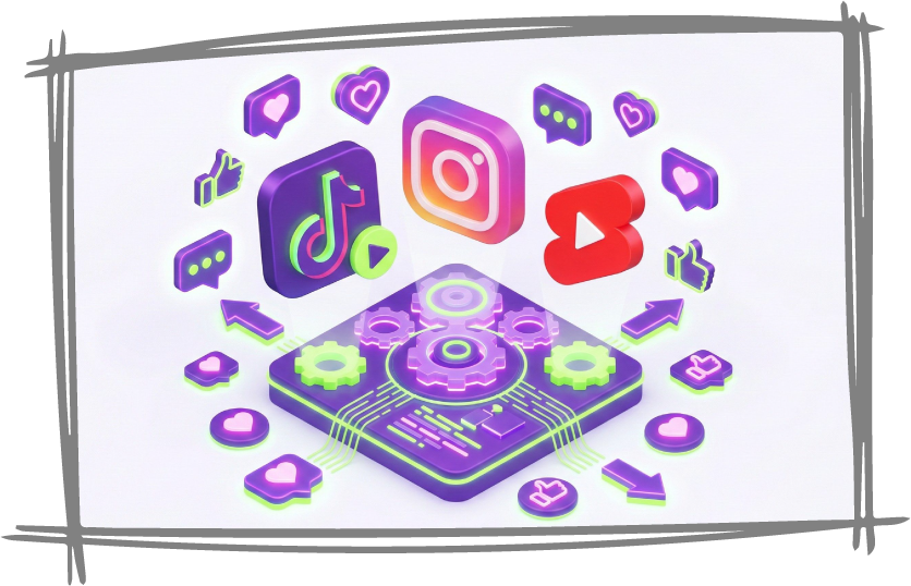3D illustration showing key Gen Z social media platforms like TikTok and Instagram for marketing strategy